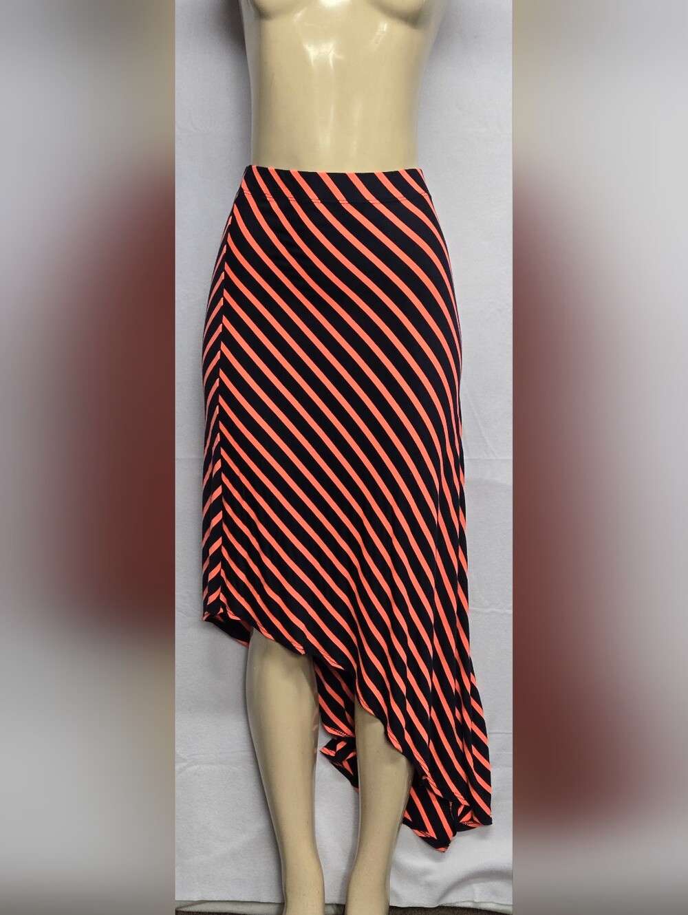 Caren Sport Vintage Skirt Striped Asymmetrical Stretch Knit 1X